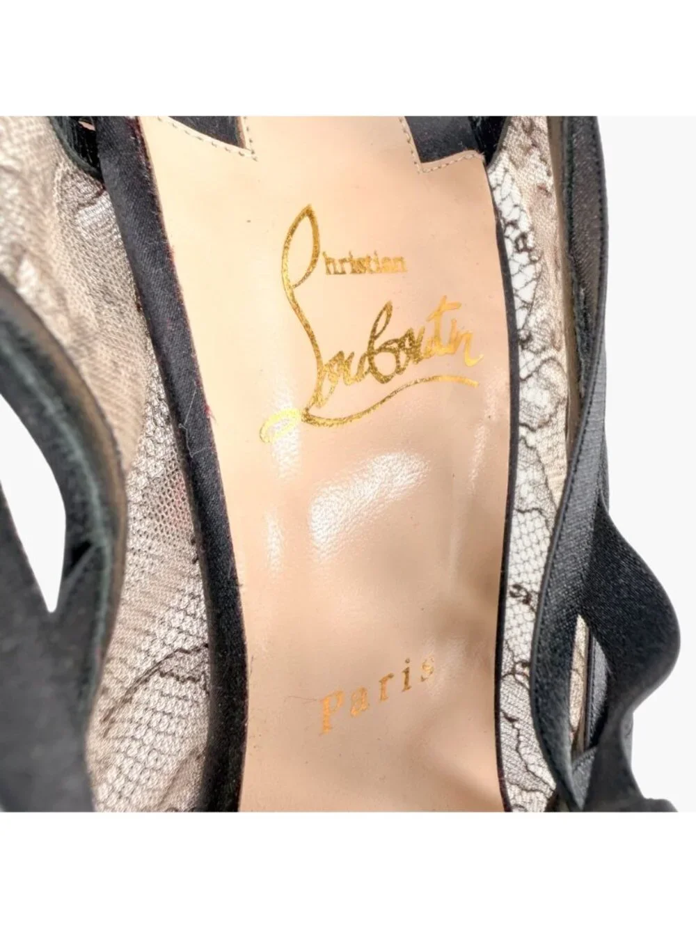 Christian Louboutin Guiptik Slingback Pumps Heels Lace Chantilly Size 40 US 10